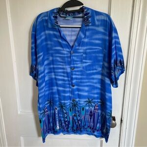 Men’s Surface short sleeve button down shirt surfboard and palm‎ trees Size XL